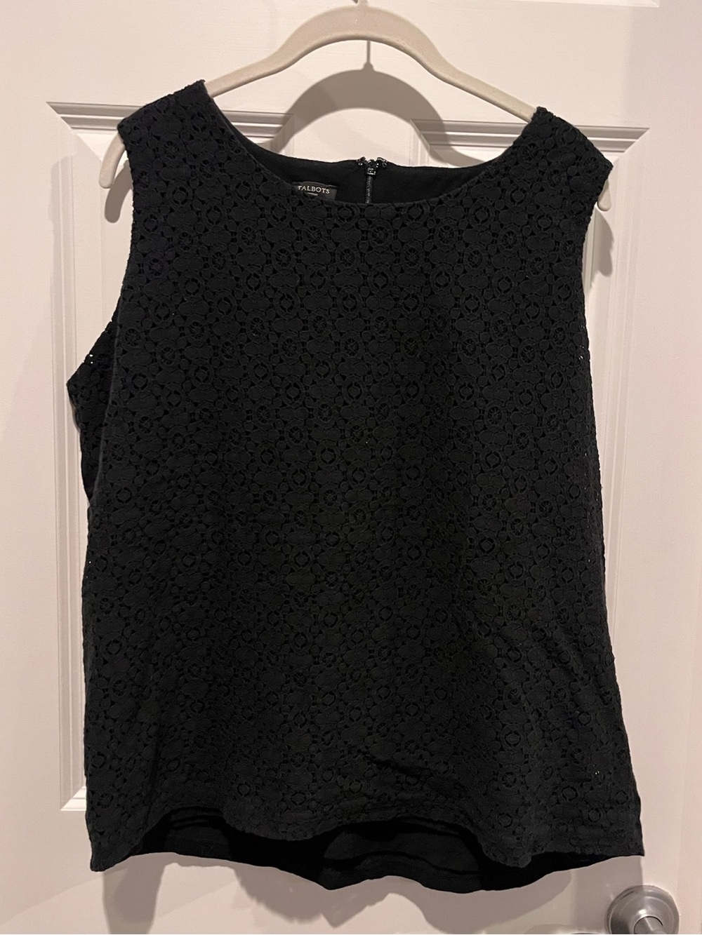 Talbots Black Lace-Overlay Tank